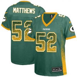 Nike Green Bay Packers #52 Clay Matthews Green Team Color Womens Stitched NFL Elite Drift Fashion Jersey