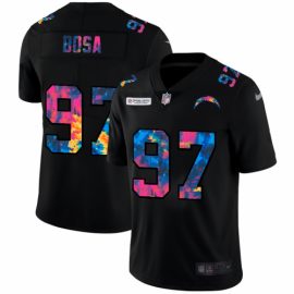 Los Angeles Chargers #97 Joey Bosa Mens Nike Multi-Color Black 2020 NFL Crucial Catch Vapor Untouchable Limited Jersey