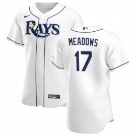 Tampa Bay Rays #17 Austin Meadows Mens Nike White Home 2020 Authentic Player MLB Jersey