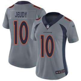 Nike Denver Broncos #10 Jerry Jeudy Gray Womens Stitched NFL Limited Inverted Legend Jersey