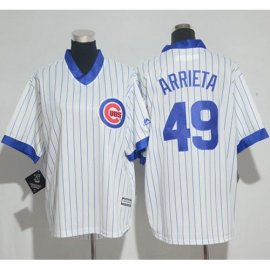 Chicago Cubs #49 Jake Arrieta White(Blue Strip) Cooperstown Stitched Youth MLB Jersey