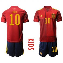 Spain #10 Isco Red Home Kid Soccer Country Jersey