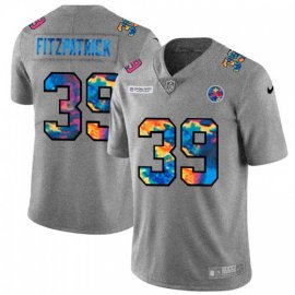 Pittsburgh Steelers #39 Minkah Fitzpatrick Mens Nike Multi-Color 2020 NFL Crucial Catch NFL Jersey Greyheather
