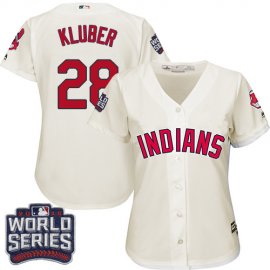 Cleveland Indians #28 Corey Kluber Cream 2016 World Series Bound Womens Alternate Stitched MLB Jersey