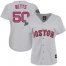 Boston Red Sox #50 Mookie Betts Grey Road 2018 World Series Womens Stitched MLB Jersey