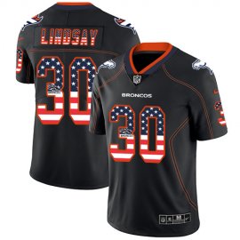 Nike Denver Broncos #30 Phillip Lindsay Black Mens Stitched NFL Limited Rush USA Flag Jersey