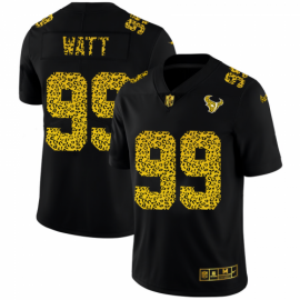 Houston Texans #99 J.J. Watt Mens Nike Leopard Print Fashion Vapor Limited NFL Jersey Black
