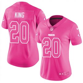 Nike Green Bay Packers #20 Kevin King Pink Womens Stitched NFL Limited Rush Fashion Jersey