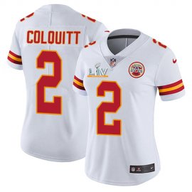 Nike Kansas City Chiefs #2 Dustin Colquitt White Womens Super Bowl LV Bound Stitched NFL Vapor Untouchable Limited Jersey