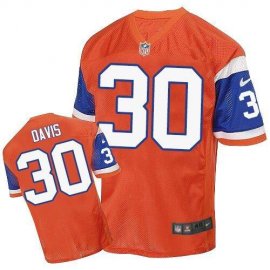 Nike Denver Broncos #30 Terrell Davis Orange Throwback Mens Stitched NFL Elite Jersey
