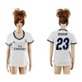 Womens Real Madrid #23 Beckham Home Soccer Club Jersey