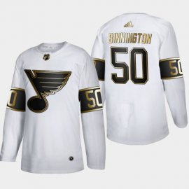 St. Louis Blues #50 Jordan Binnington Mens Adidas White Golden Edition Limited Stitched NHL Jersey