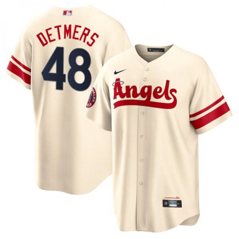 Angels 48 Reid Detmers Cream 2022 City Connect Cool Base Jersey Angels 48 Reid Detmers Cream 2022 City Connect Cool Base Jersey