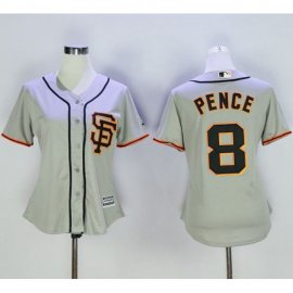 San Francisco Giants #8 Hunter Pence Grey Womens Road 2 Stitched MLB Jersey