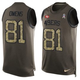 Nike San Francisco 49ers #81 Terrell Owens Green Mens Stitched NFL Limited Salute To Service Tank Top Jersey
