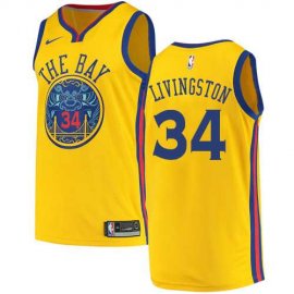 Mens Nike Golden State Warriors #34 Shaun Livingston Gold NBA Swingman City Edition Jersey