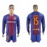 Barcelona #15 Bartra Home Long Sleeves Soccer Club Jersey