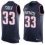 Nike New England Patriots #33 Kevin Faulk Navy Blue Team Color Mens Stitched NFL Limited Tank Top Jersey