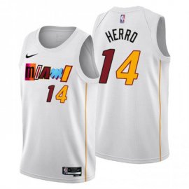 Nike Miami Heat #14 Tyler Herro Mens 2022-23 City Edition NBA Jersey – Cherry Blossom White Mens