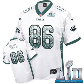 Nike Philadelphia Eagles #86 Zach Ertz White Super Bowl LII Mens Stitched NFL Elite Drift Fashion Jersey