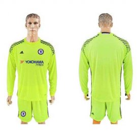 Chelsea Blank Shiny Green Goalkeeper Long Sleeves Soccer Club Jersey
