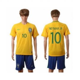 Brazil #10 Neymar Jr Home Soccer Country Jersey