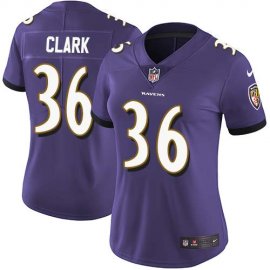 Nike Baltimore Ravens #36 Chuck Clark Purple Team Color Womens Stitched NFL Vapor Untouchable Limited Jersey
