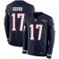 Nike New England Patriots #17 Antonio Brown Navy Blue Team Color Mens Stitched NFL Limited Therma Long Sleeve Jersey