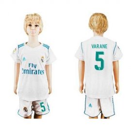 Real Madrid #5 Varane White Home Kid Soccer Club Jersey