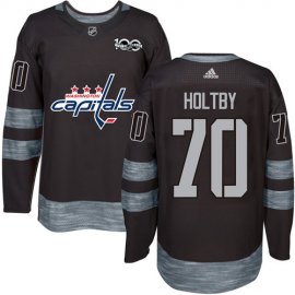 Adidas Washington Capitals #70 Braden Holtby Black 1917-2017 100th Anniversary Stitched NHL Jersey