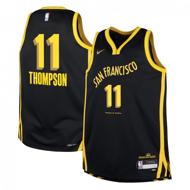 Klay Thompson Golden State Warriors Nike Youth 2023/24 Swingman Replica Jersey – City Edition – Black Klay Thompson Golden State Warriors Nike Youth 2023/24 Swingman Replica Jersey – City Edition – Black