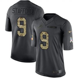 Nike Detroit Lions #9 Matthew Stafford Black Mens Stitched NFL Limited 2016 Salute To Service Jersey