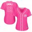 Cincinnati Reds #12 Curt Casali Pink Fashion Womens Stitched MLB Jersey