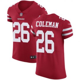 Nike San Francisco 49ers #26 Tevin Coleman Red Team Color Mens Stitched NFL Vapor Untouchable Elite Jersey