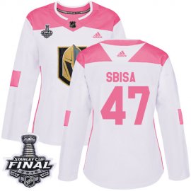Adidas Vegas Golden Knights #47 Luca Sbisa White/Pink Authentic Fashion 2018 Stanley Cup Final Womens Stitched NHL Jersey