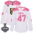 Adidas Vegas Golden Knights #47 Luca Sbisa White/Pink Authentic Fashion 2018 Stanley Cup Final Womens Stitched NHL Jersey