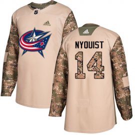 Adidas Columbus Blue Jackets #14 Gustav Nyquist Camo Authentic 2017 Veterans Day Stitched Youth NHL Jersey