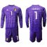 Belgium #1 Courtois Purple Long Sleeves Goalkeeper Soccer Country Jersey