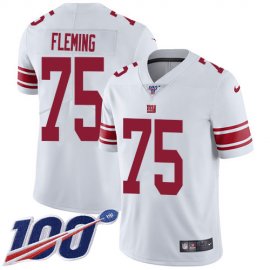 Nike New York Giants #75 Cameron Fleming White Mens Stitched NFL 100th Season Vapor Untouchable Limited Jersey