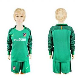 Atletico Madrid Blank Green Long Sleeves Kid Soccer Club Jersey