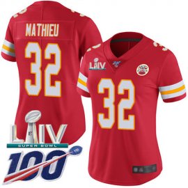 Nike Kansas City Chiefs #32 Tyrann Mathieu Red Super Bowl LIV 2020 Team Color Womens Stitched NFL 100th Season Vapor Untouchable Limited Jersey