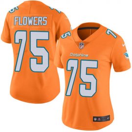 Nike Miami Dolphins #75 Ereck Flowers Orange Womens Stitched NFL Limited Rush Jersey