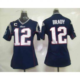 Nike New England Patriots #12 Tom Brady Navy Blue Team Color With C Patch Womens Stitched NFL Elite Jersey
