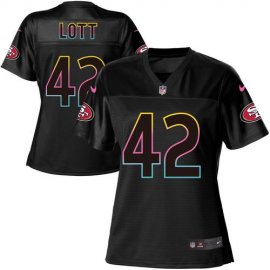 Nike San Francisco 49ers #42 Ronnie Lott Black Womens NFL Fashion Game Jersey