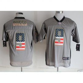 Nike New Orleans Saints #9 Drew Brees Grey Mens Stitched NFL Elite USA Flag Fashion Jersey