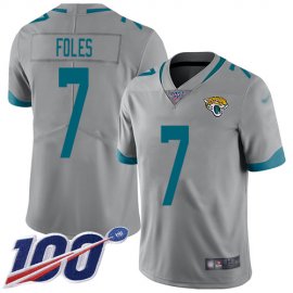 Nike Jacksonville Jaguars #7 Nick Foles Silver Mens Stitched NFL Limited Inverted Legend 100th Season Jersey