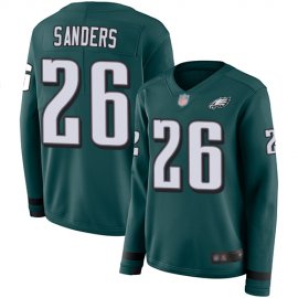 Nike Philadelphia Eagles #26 Miles Sanders Midnight Green Team Color Womens Stitched NFL Limited Therma Long Sleeve Jersey