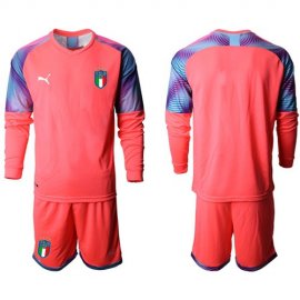 Italy Blank Pink Long Sleeves Goalkeeper Soccer Country Jersey