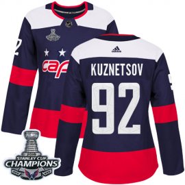 Adidas Washington Capitals #92 Evgeny Kuznetsov Navy Authentic 2018 Stadium Series Stanley Cup Final Champions Womens Stitched NHL Jersey