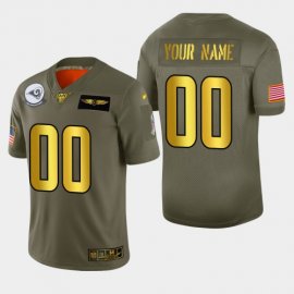 Nike Rams Custom Mens Olive Gold 2019 Salute to Service NFL 100 Limited Jersey
